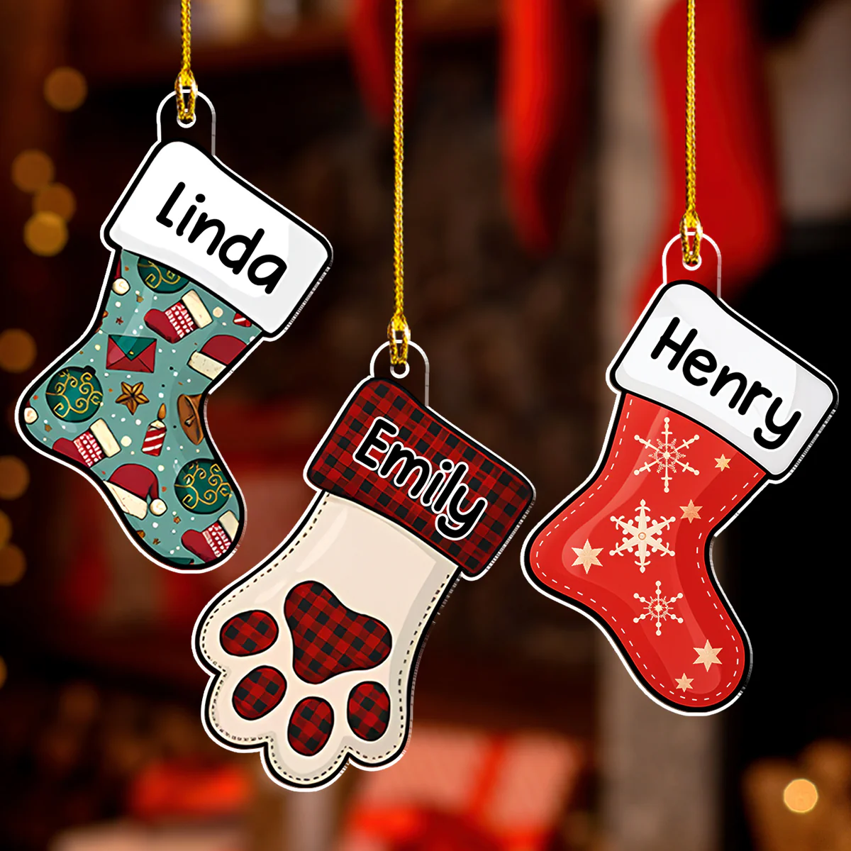 Family Member Stocking - Personalized Custom Acrylic Ornament - Image 2
