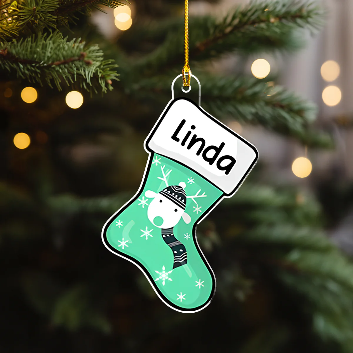Family Member Stocking - Personalized Custom Acrylic Ornament - Image 3