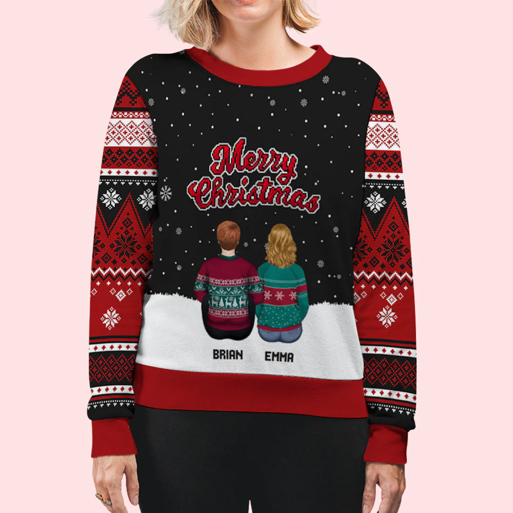 Family Merry Christmas - Personalized Custom All-Over-Print Sweatshirt - Image 3