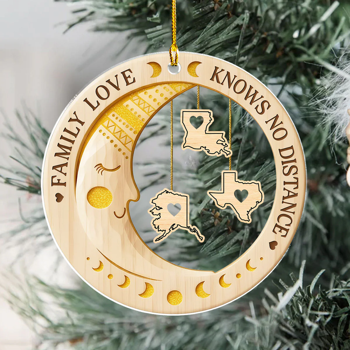 Family Moon Knows No Distance - Personalized Custom Acrylic Ornament - Image 2