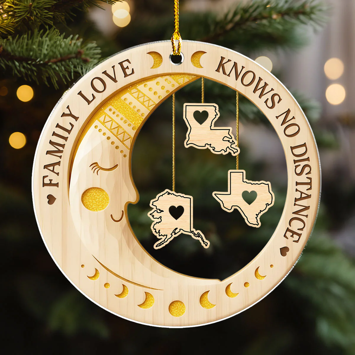 Family Moon Knows No Distance - Personalized Custom Acrylic Ornament - Image 4
