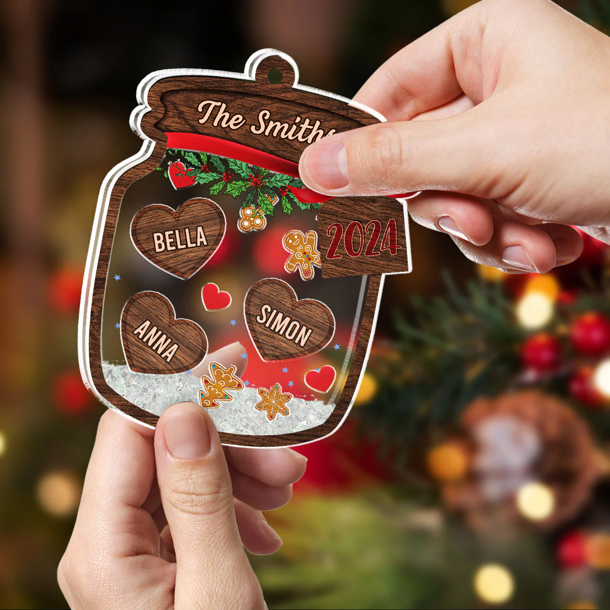 Family Name Christmas - Personalized Custom Acrylic Shaker Ornament - Image 3