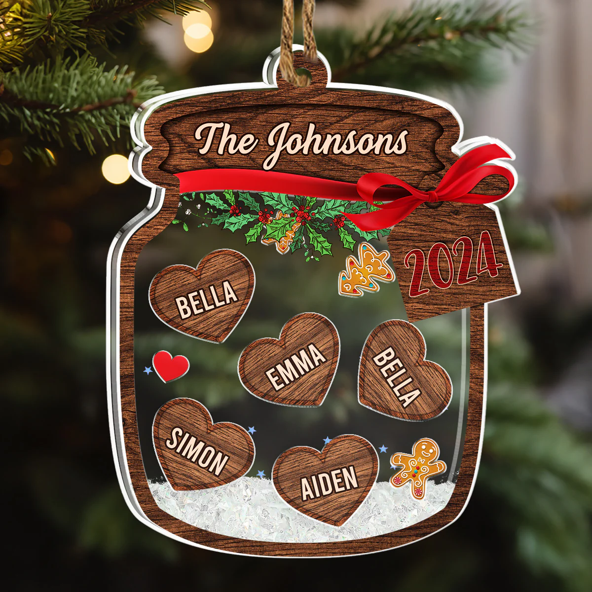 Family Name Christmas - Personalized Custom Acrylic Shaker Ornament - Image 4
