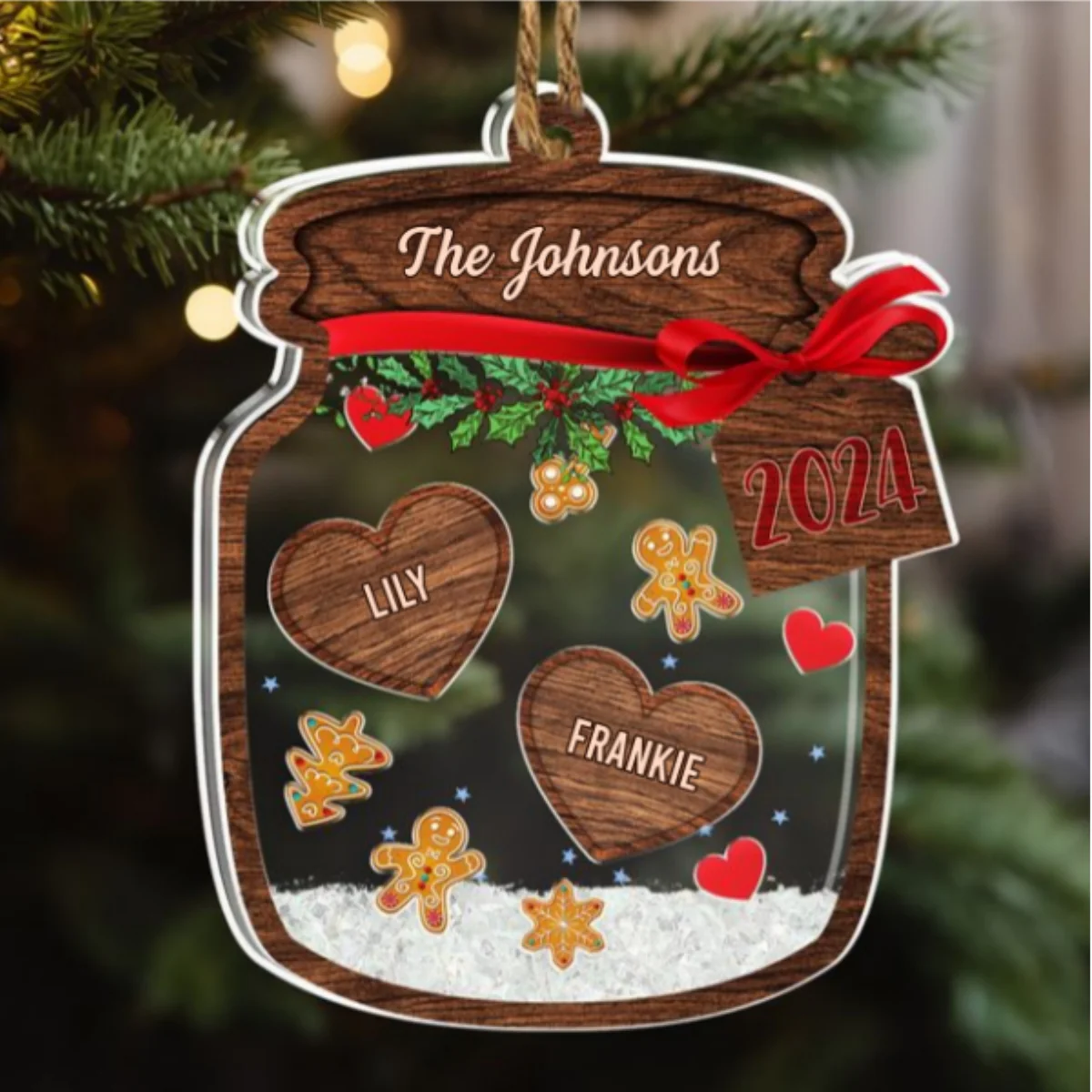 Family Name Christmas - Personalized Custom Acrylic Shaker Ornament - Image 5