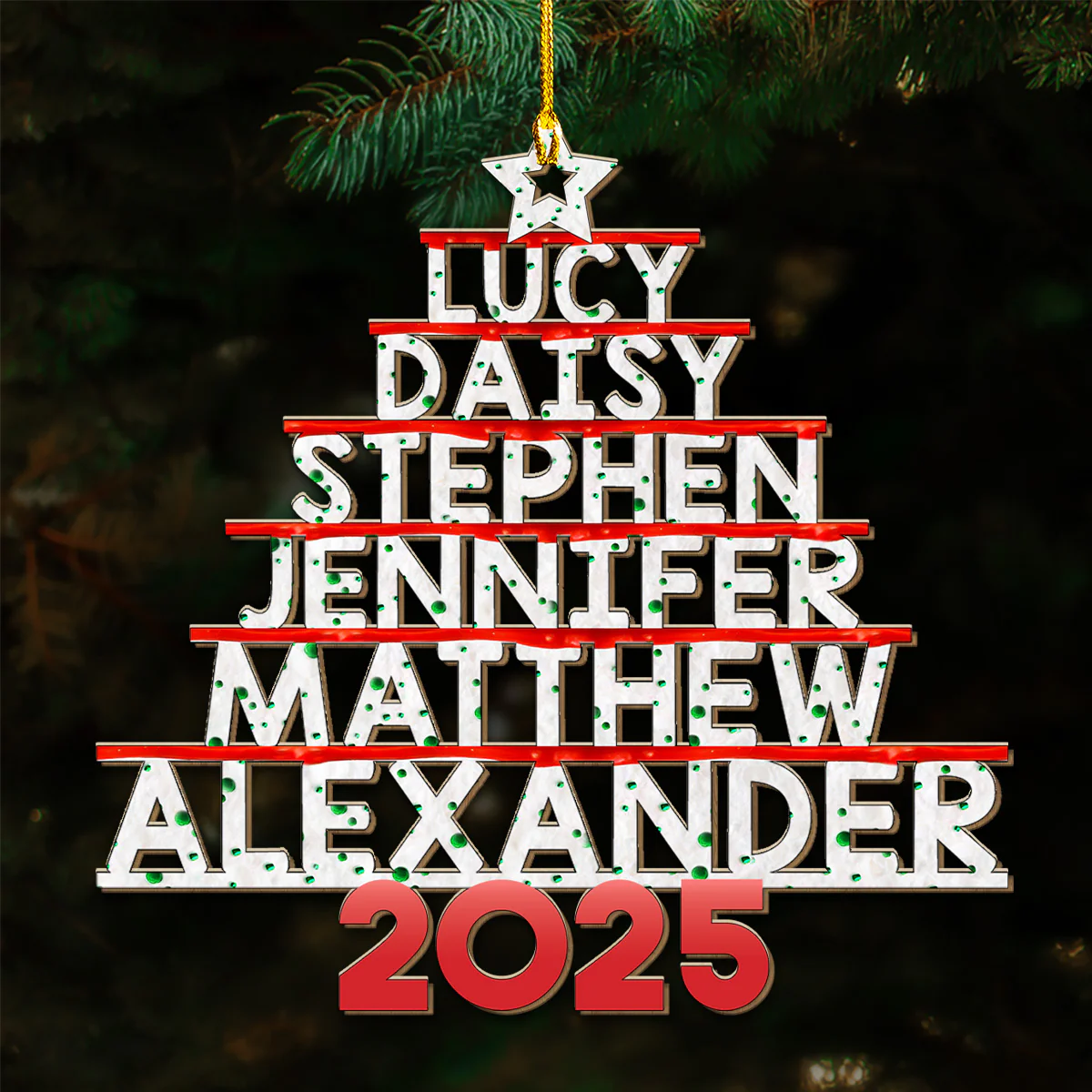 Family Name Custom Christmas Tree Cake - Personalized Custom Wood Ornament