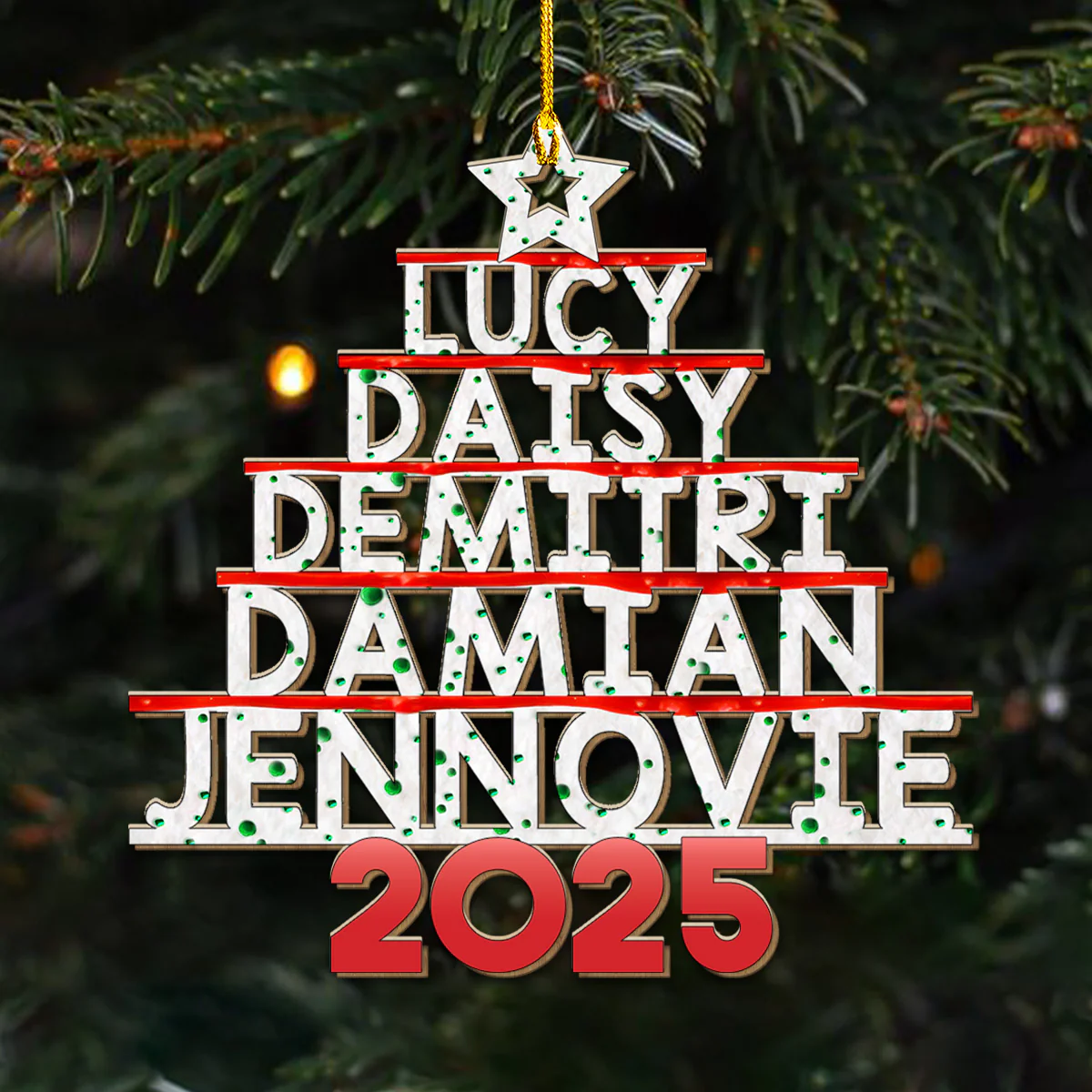 Family Name Custom Christmas Tree Cake - Personalized Custom Wood Ornament - Image 4