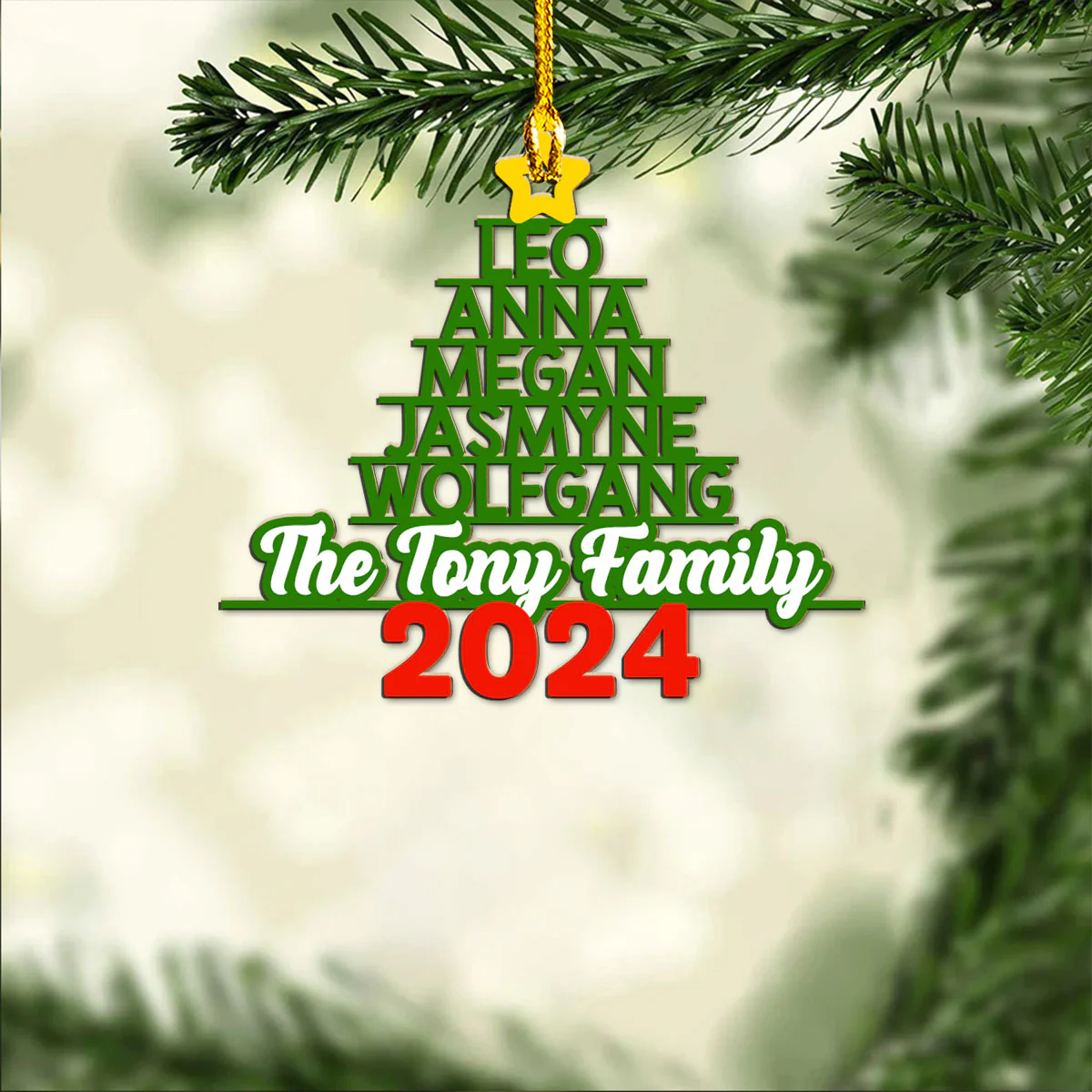 Family Name - Personalized Custom Wood Ornament - Image 3