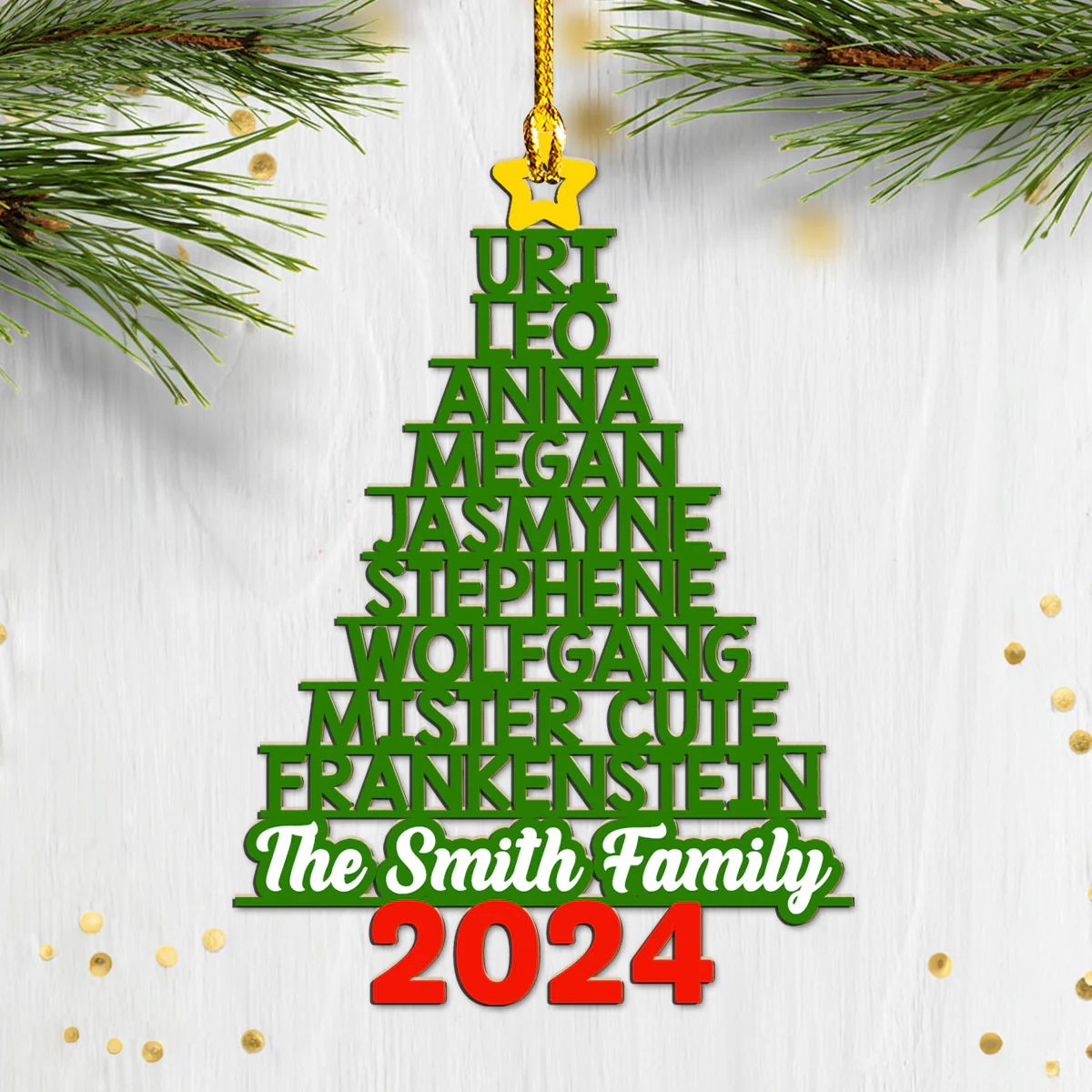 Family Name - Personalized Custom Wood Ornament - Image 4
