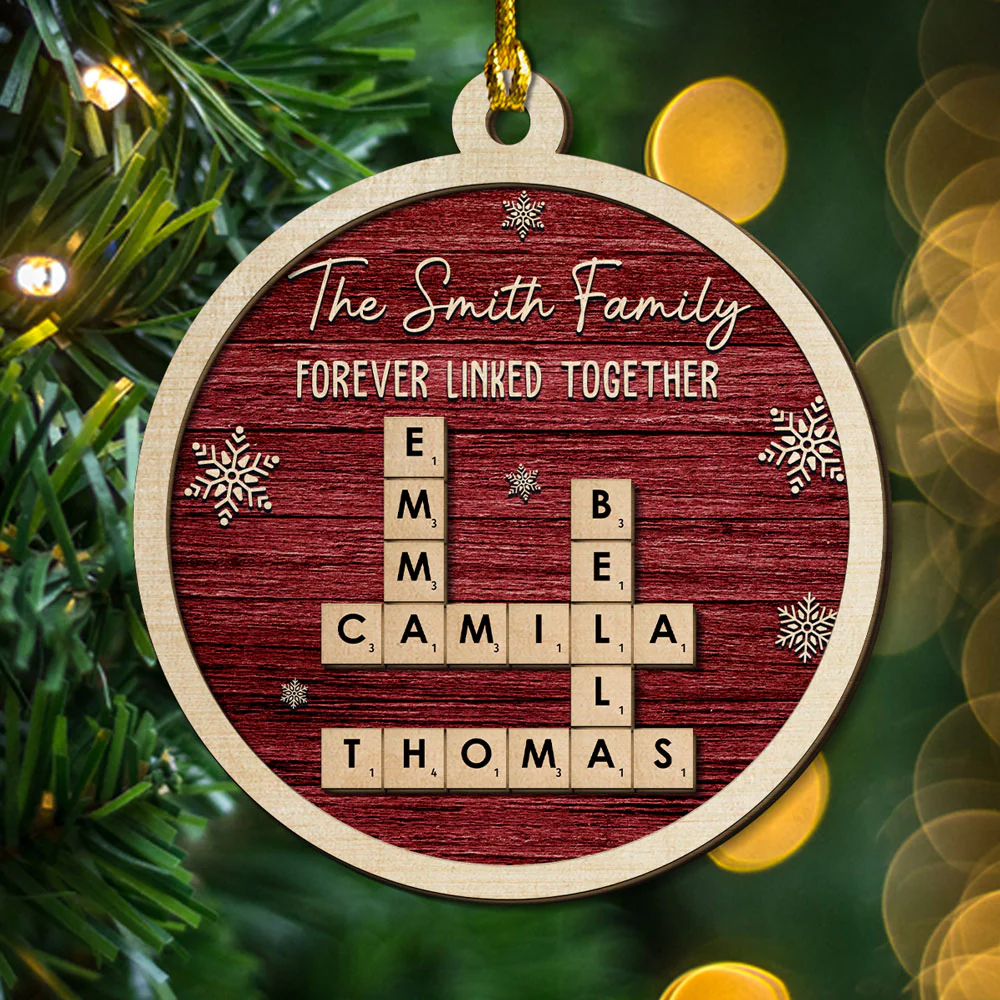 Family Name Scrabble - Personalized Custom 2-layered Wood Ornament - Image 2