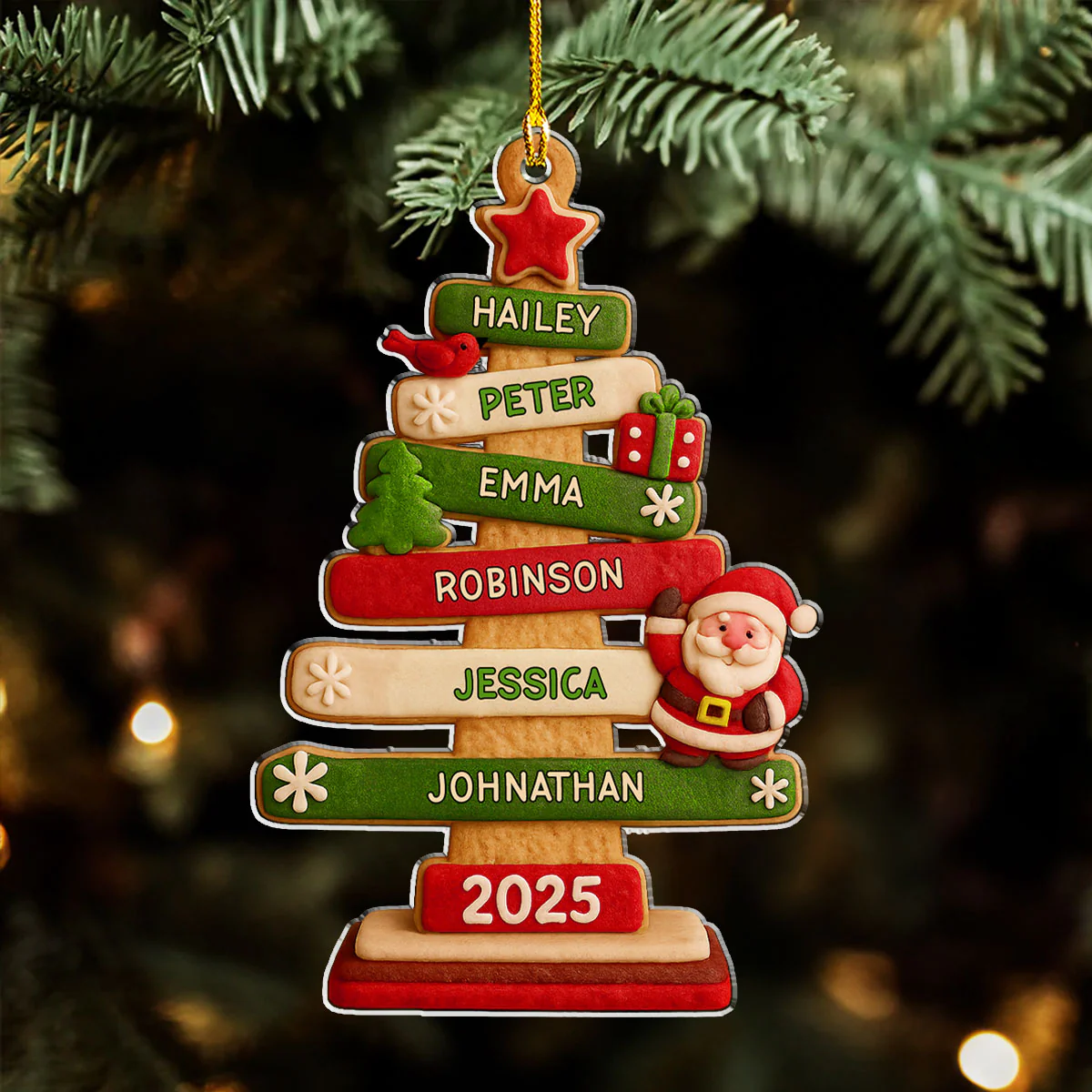 Family Names Christmas Holiday - Personalized Custom Acrylic Ornament - Image 2