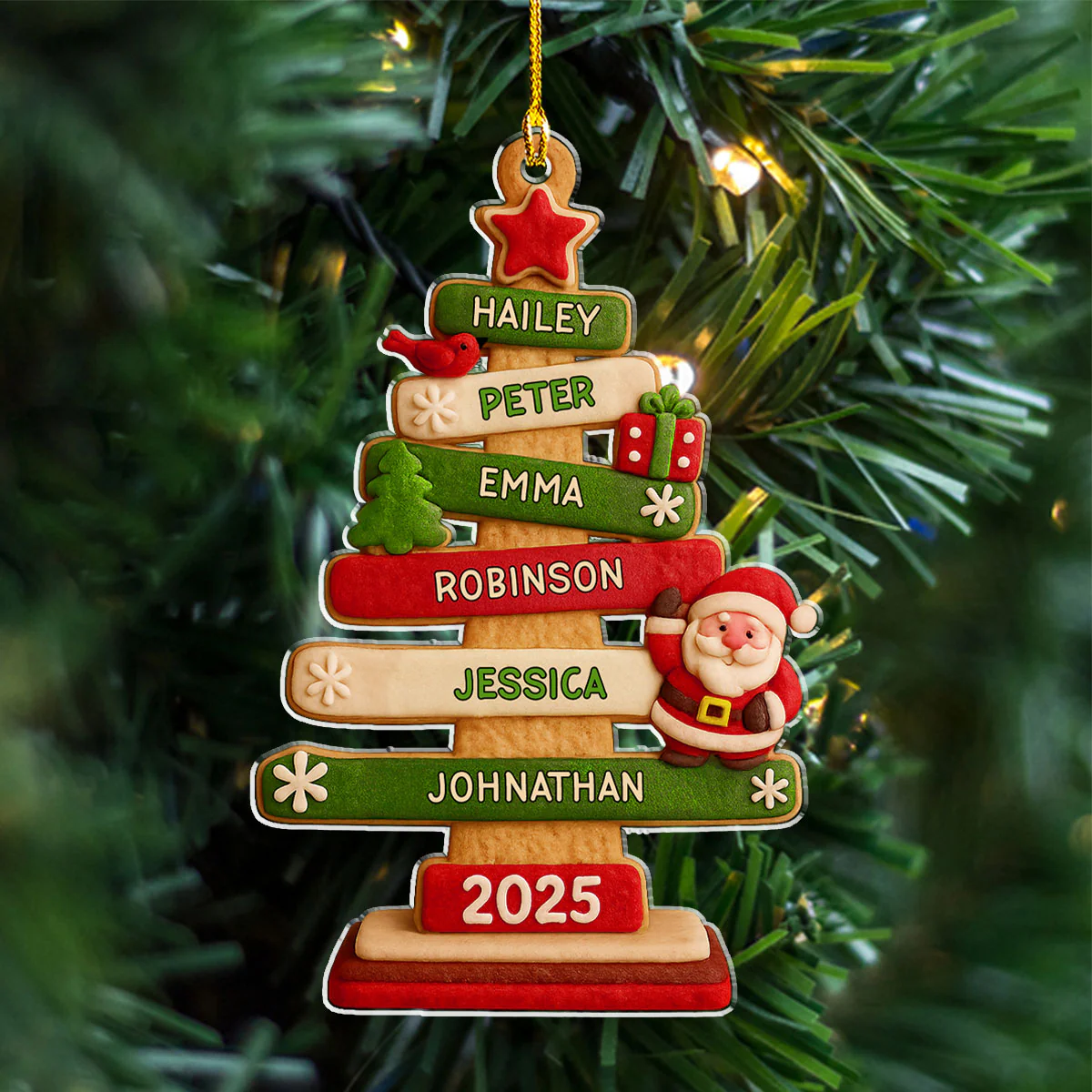 Family Names Christmas Holiday - Personalized Custom Acrylic Ornament - Image 3