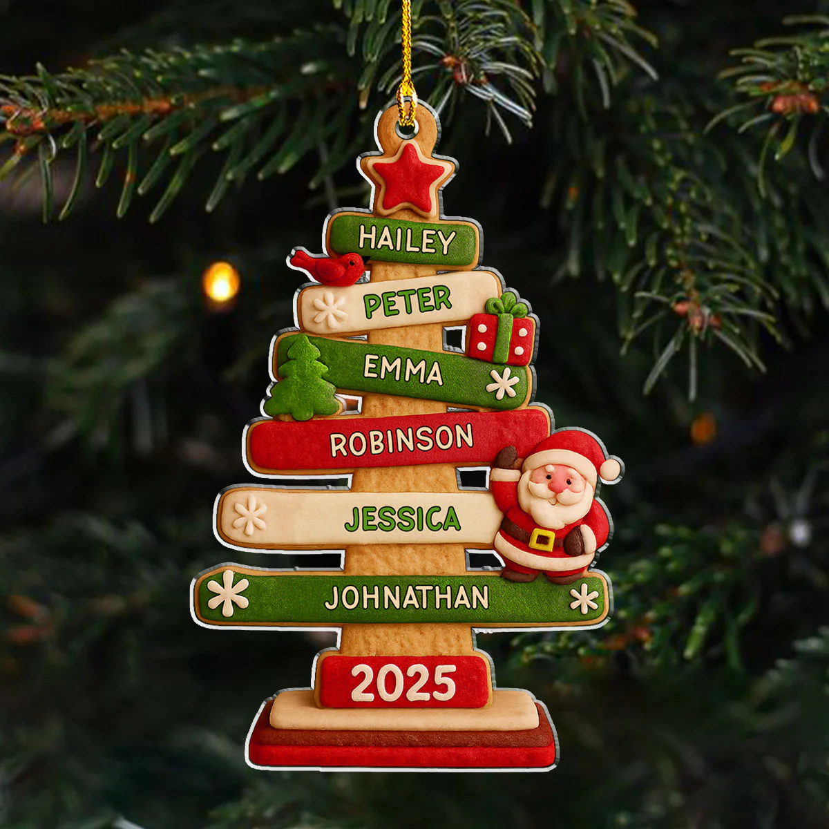 Family Names Christmas Holiday - Personalized Custom Acrylic Ornament - Image 4