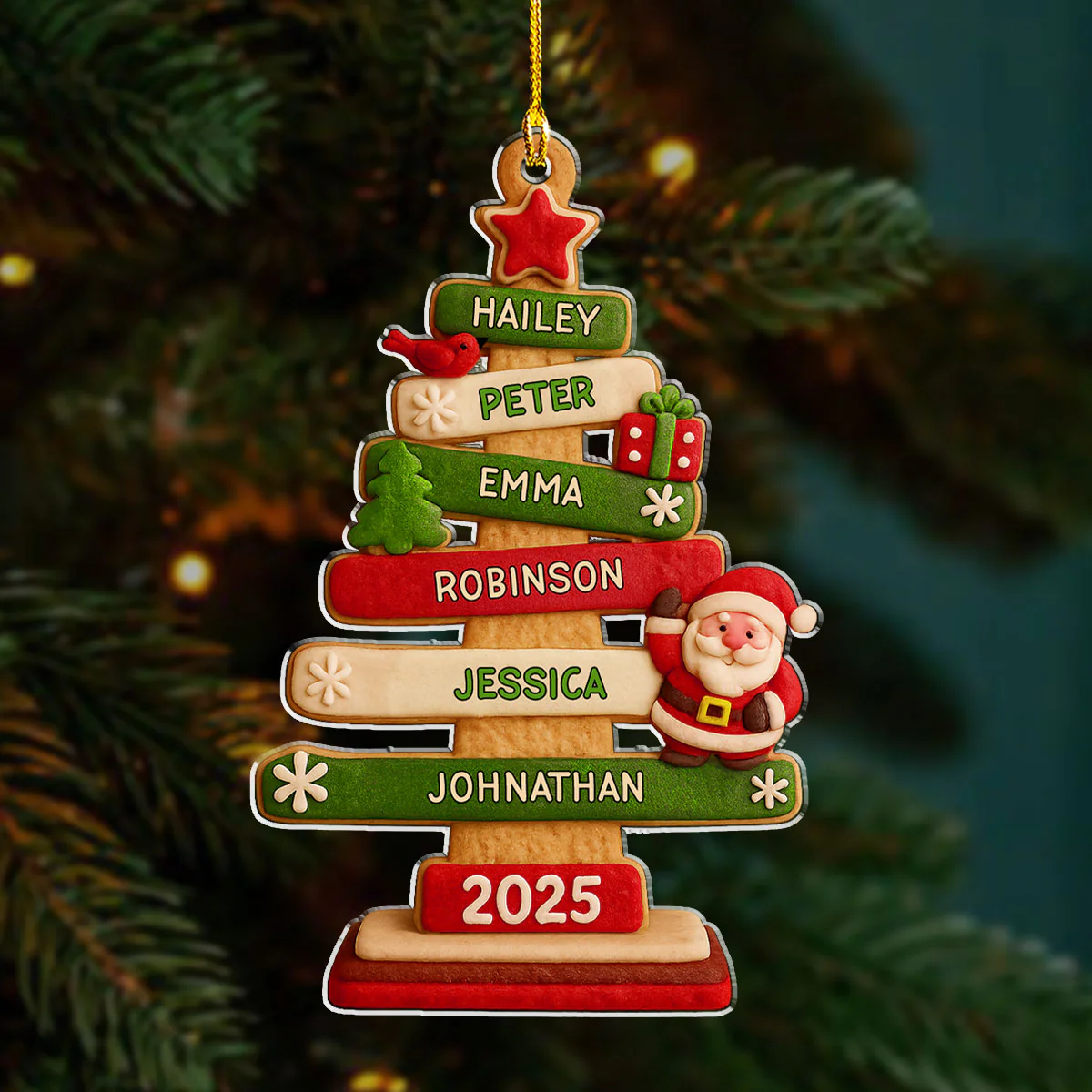 Family Names Christmas Holiday - Personalized Custom Acrylic Ornament - Image 5
