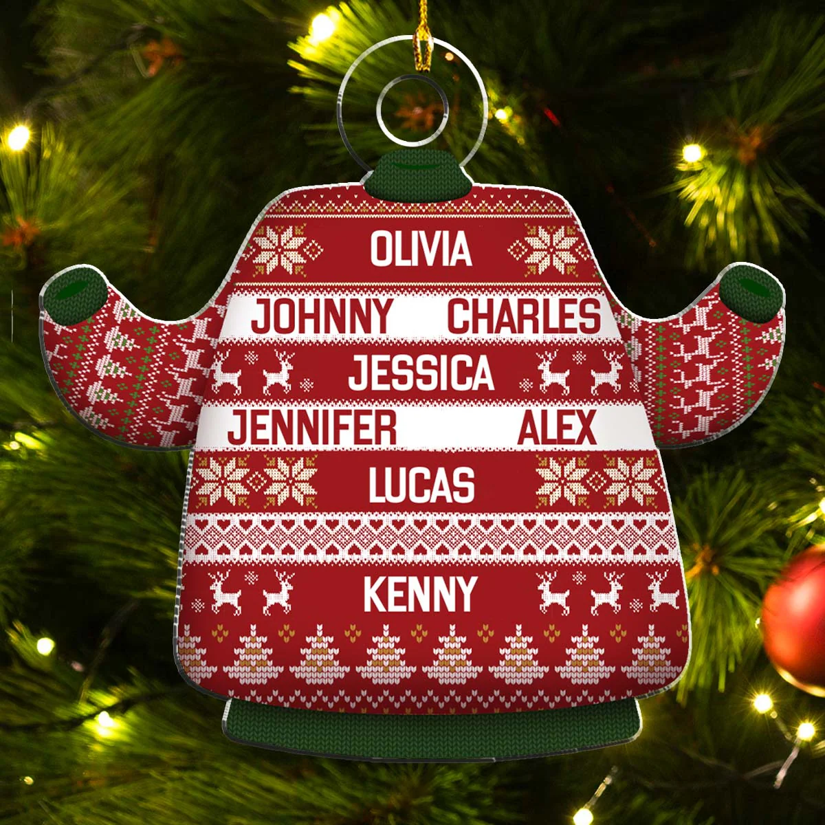 Family Names Festive - Personalized Custom Acrylic Ornament - Image 2