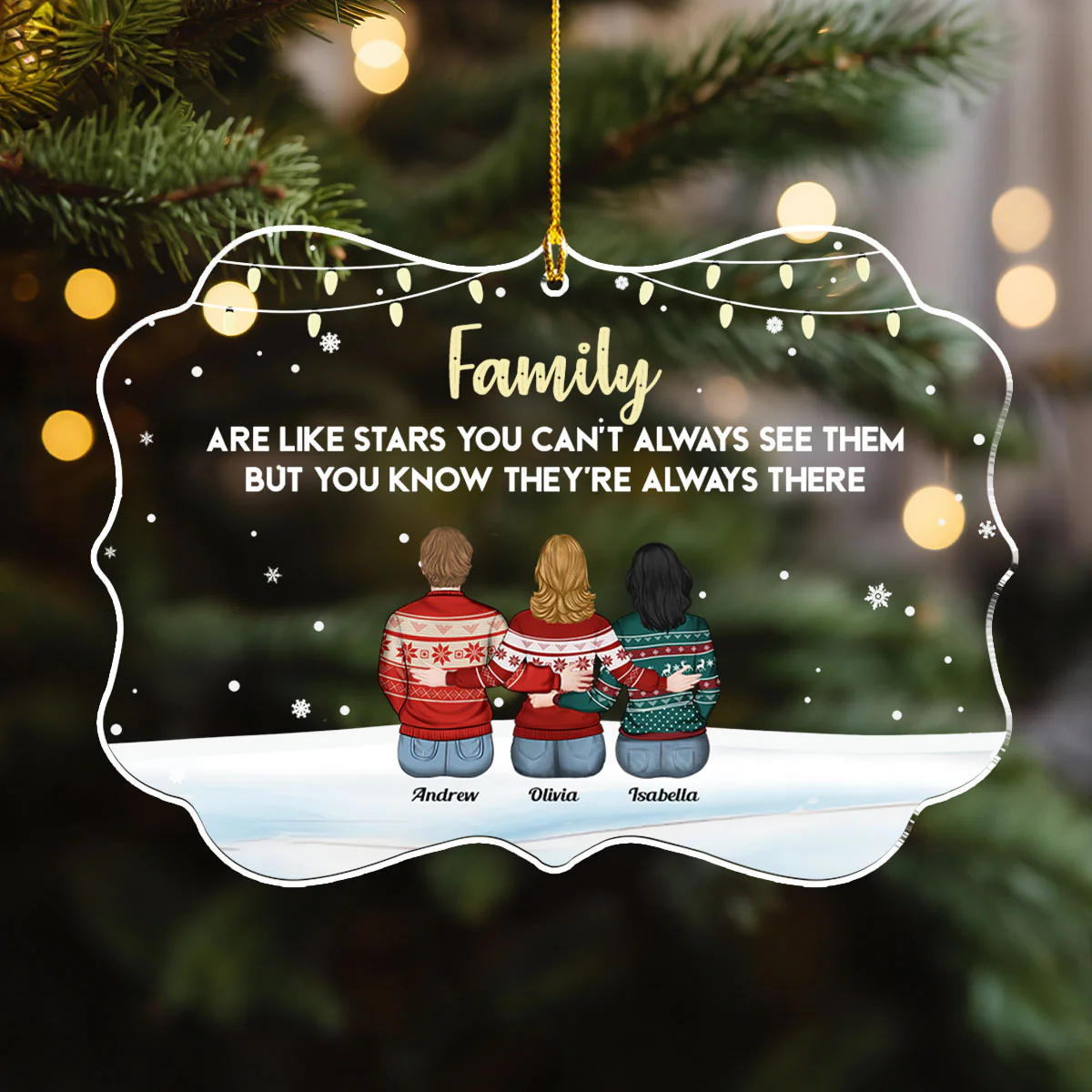 Family Never Apart In Heart - Personalized Custom Acrylic Ornament - Image 4