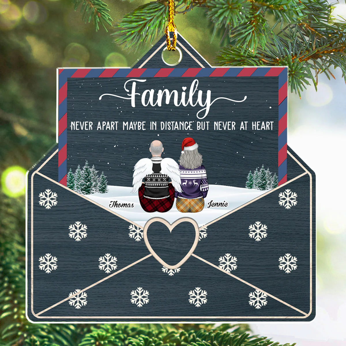 Family Never Apart Maybe In Distance But Never At Heart - Personalized Custom Acrylic Ornament - Image 2