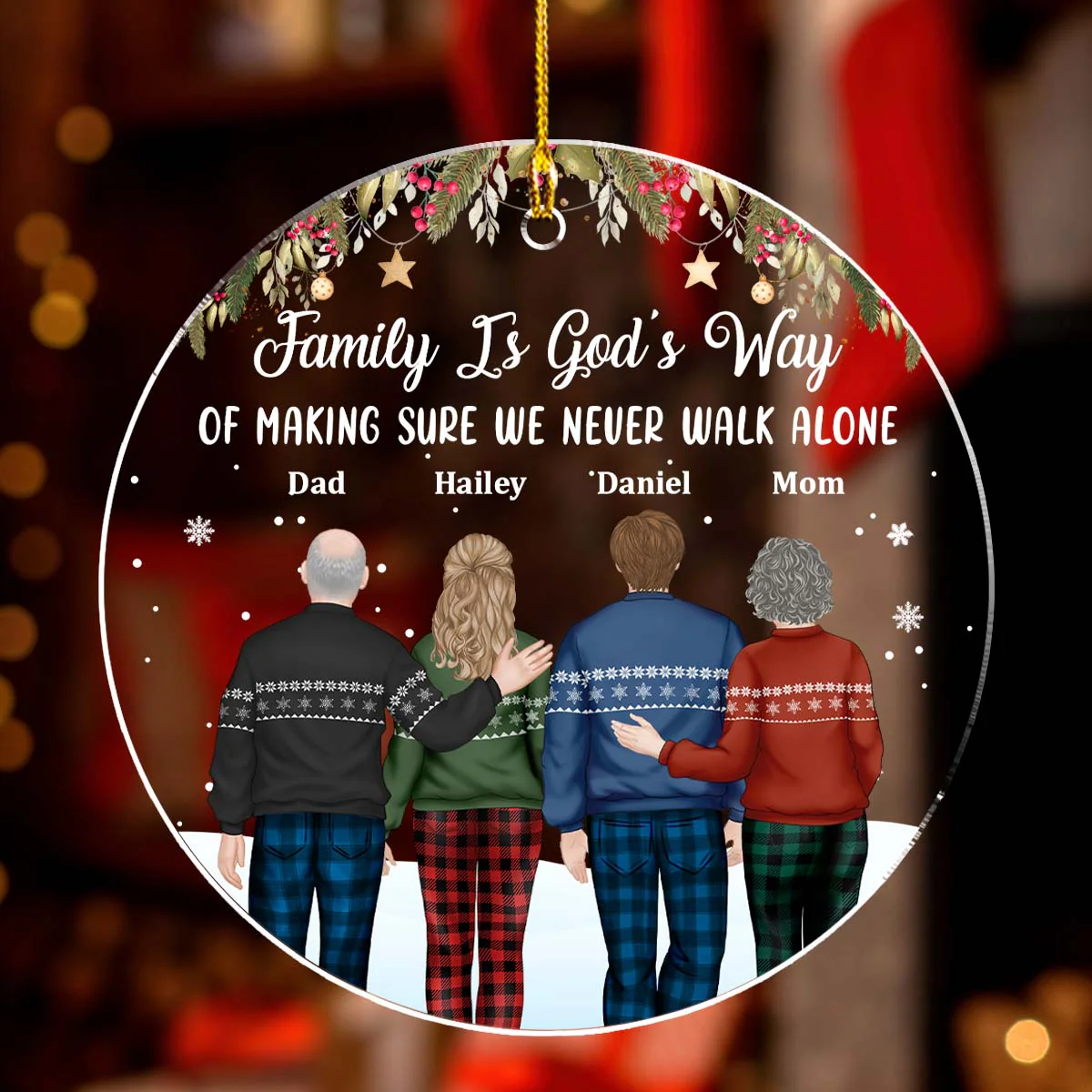 Family Never Walk Alone - Personalized Custom Acrylic Ornament - Image 2