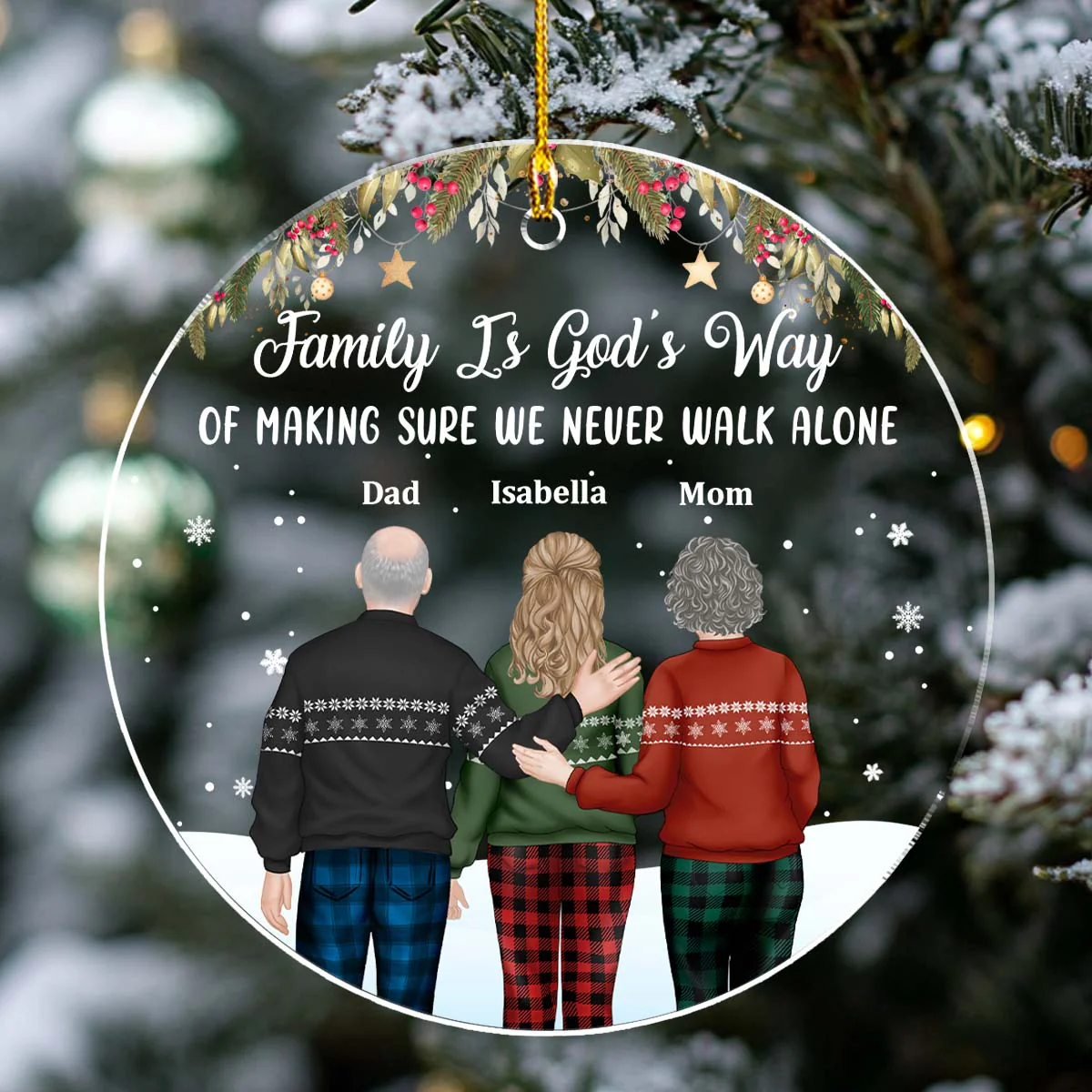 Family Never Walk Alone - Personalized Custom Acrylic Ornament - Image 4