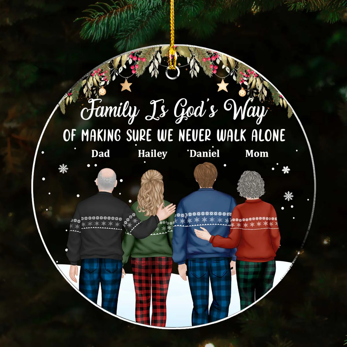 Family Never Walk Alone - Personalized Custom Acrylic Ornament - Image 5