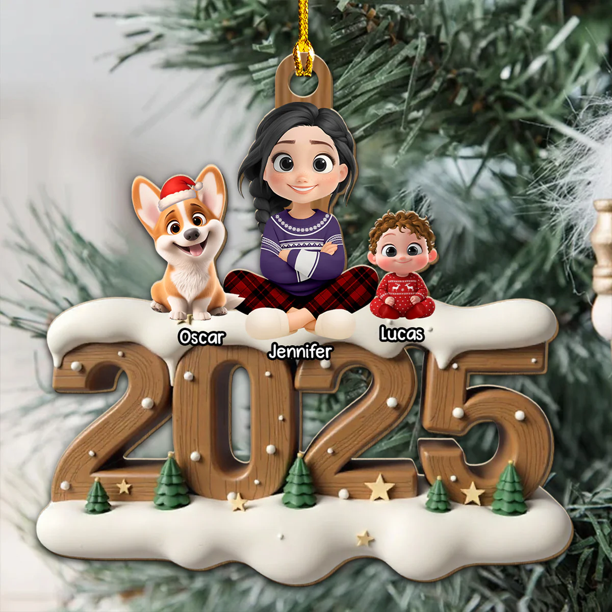 Family Now Onwards General Version - Personalized Custom 3D Effect Wood Ornament - Image 3