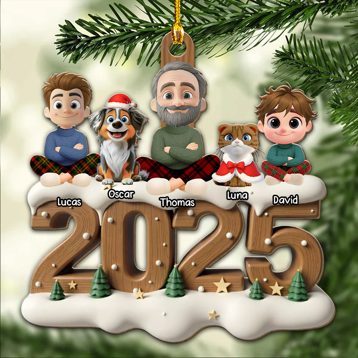 Family Now Onwards General Version - Personalized Custom 3D Effect Wood Ornament - Image 4