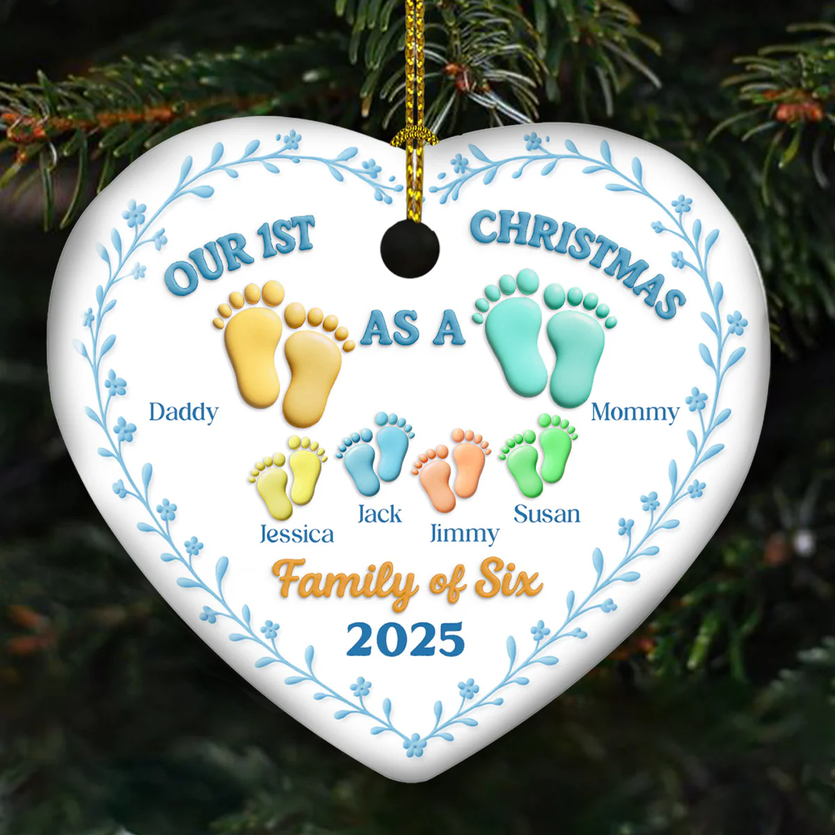Family Of - Personalized Custom 3D Effect Ceramic Ornament - Image 3