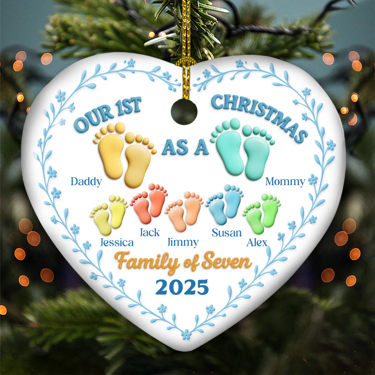 Family Of - Personalized Custom 3D Effect Ceramic Ornament - Image 4