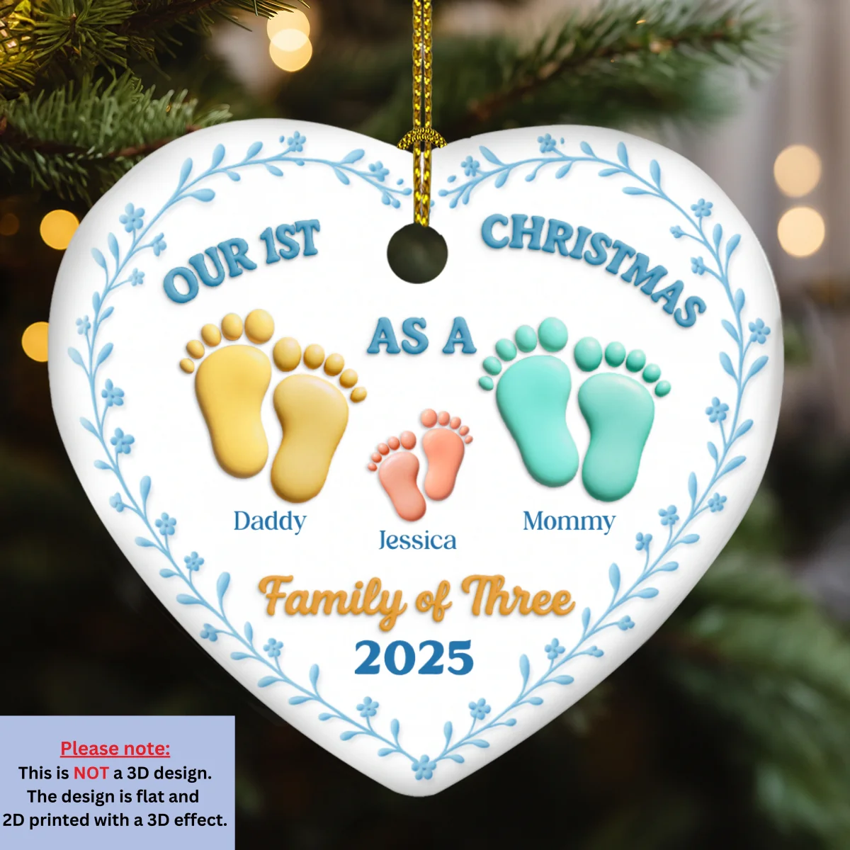 Family Of - Personalized Custom 3D Effect Ceramic Ornament - Image 5