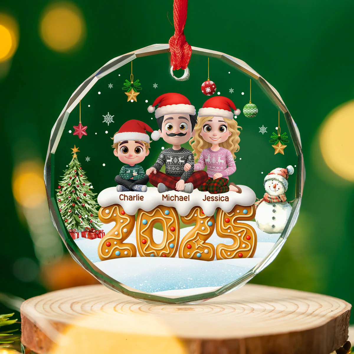 Family Of This Year - Personalized Custom Glass Ornament - Image 3