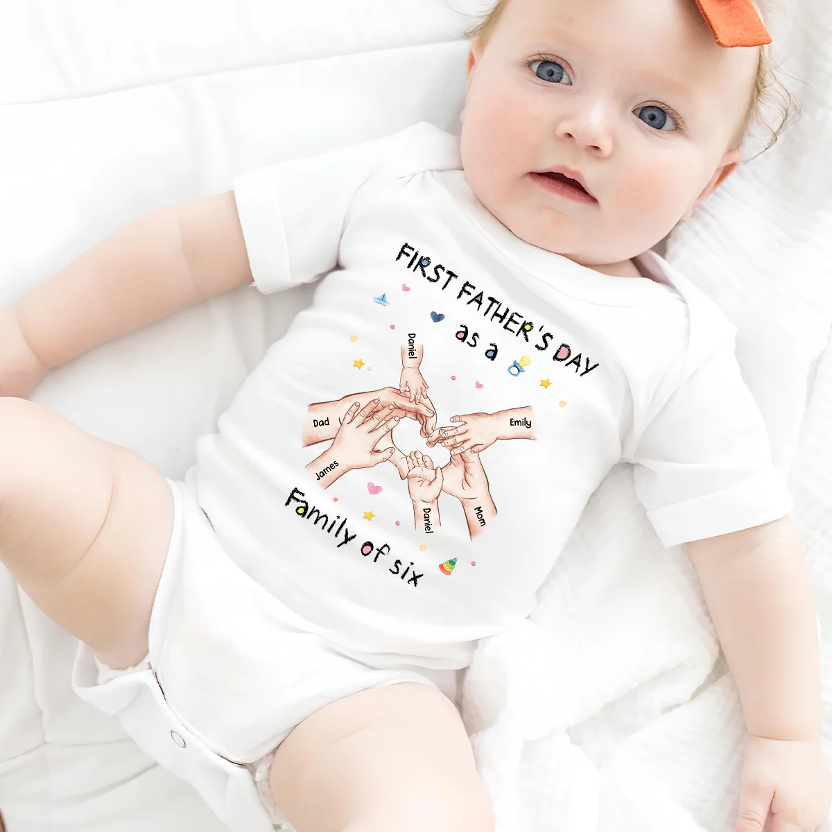 Family Of Three - Personalized Custom Baby Onesie - Image 3