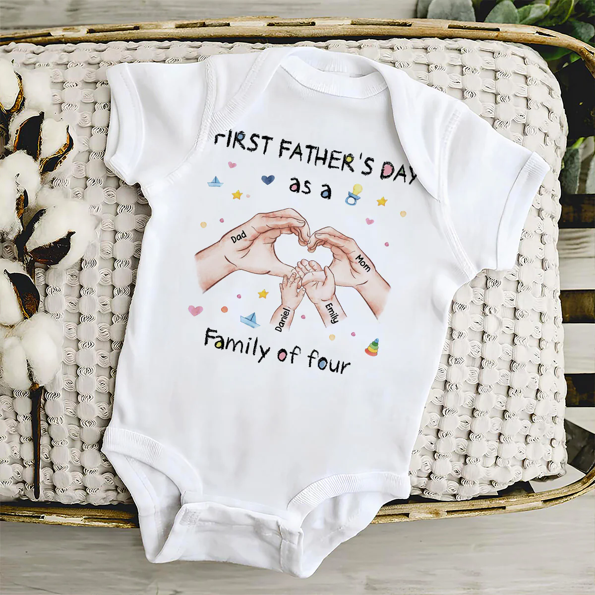 Family Of Three - Personalized Custom Baby Onesie - Image 4
