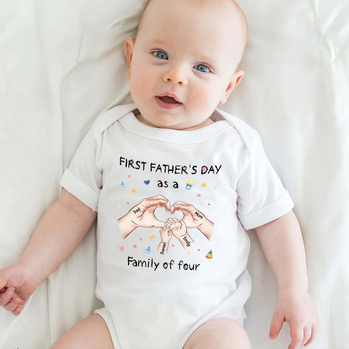 Family Of Three - Personalized Custom Baby Onesie - Image 5