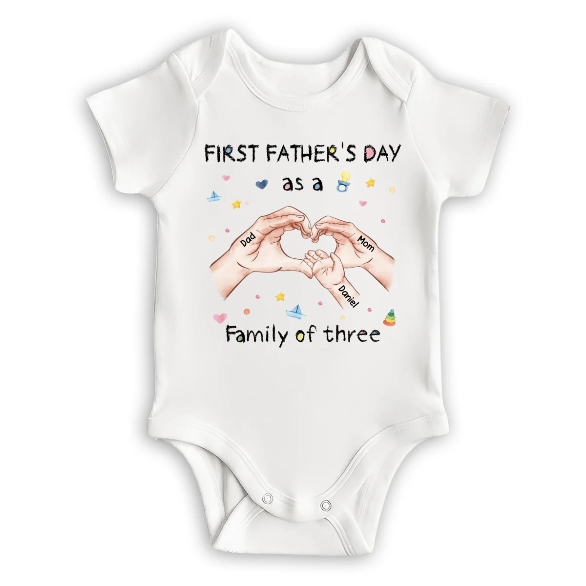 Family Of Three - Personalized Custom Baby Onesie - Image 6