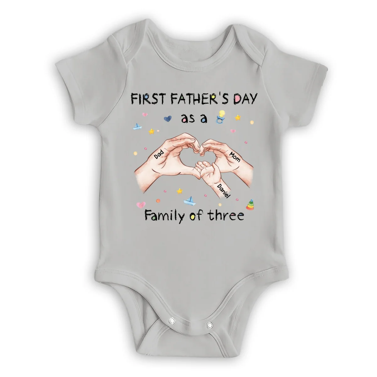 Family Of Three - Personalized Custom Baby Onesie - Image 7