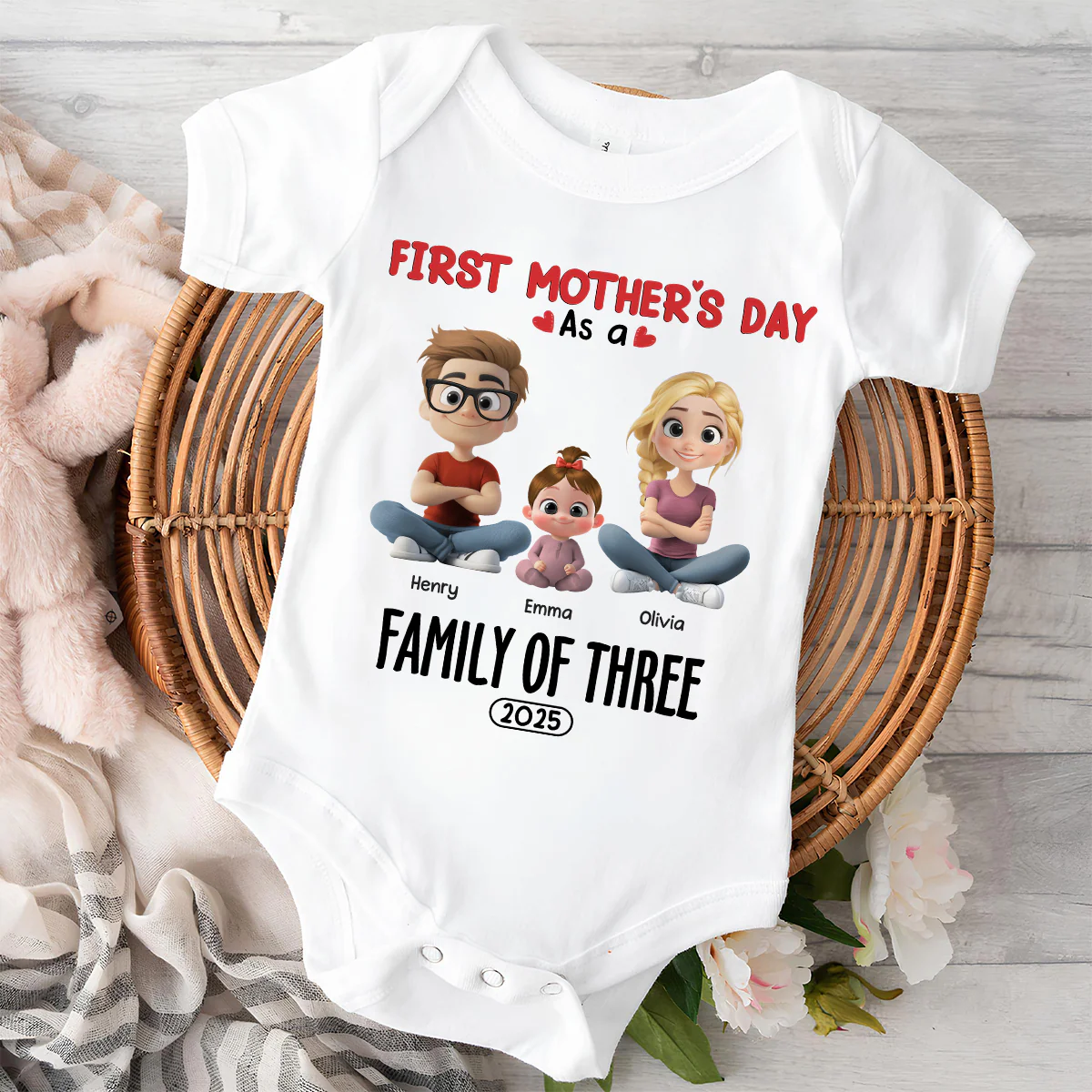 Family Of Three - Personalized Custom T-shirt And Onesie - Image 9