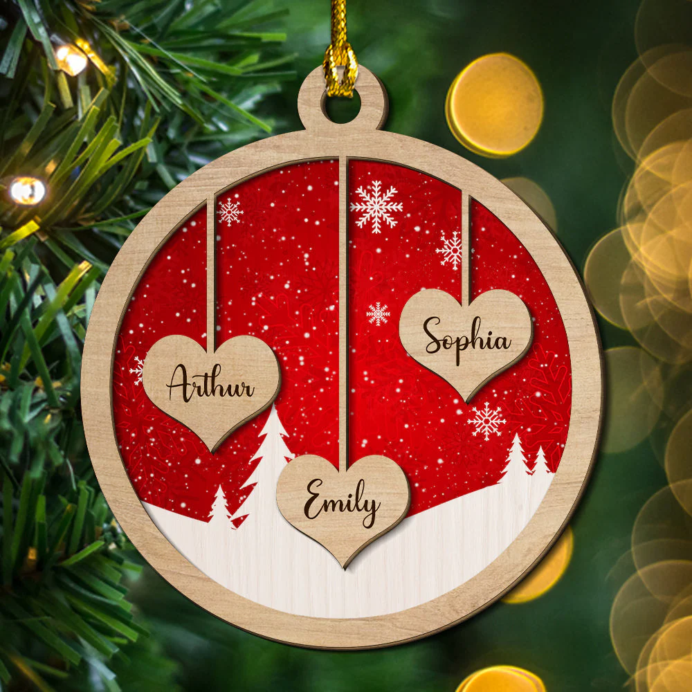 Family Ornament - Personalized Custom 2-layered Wood Ornament - Image 8