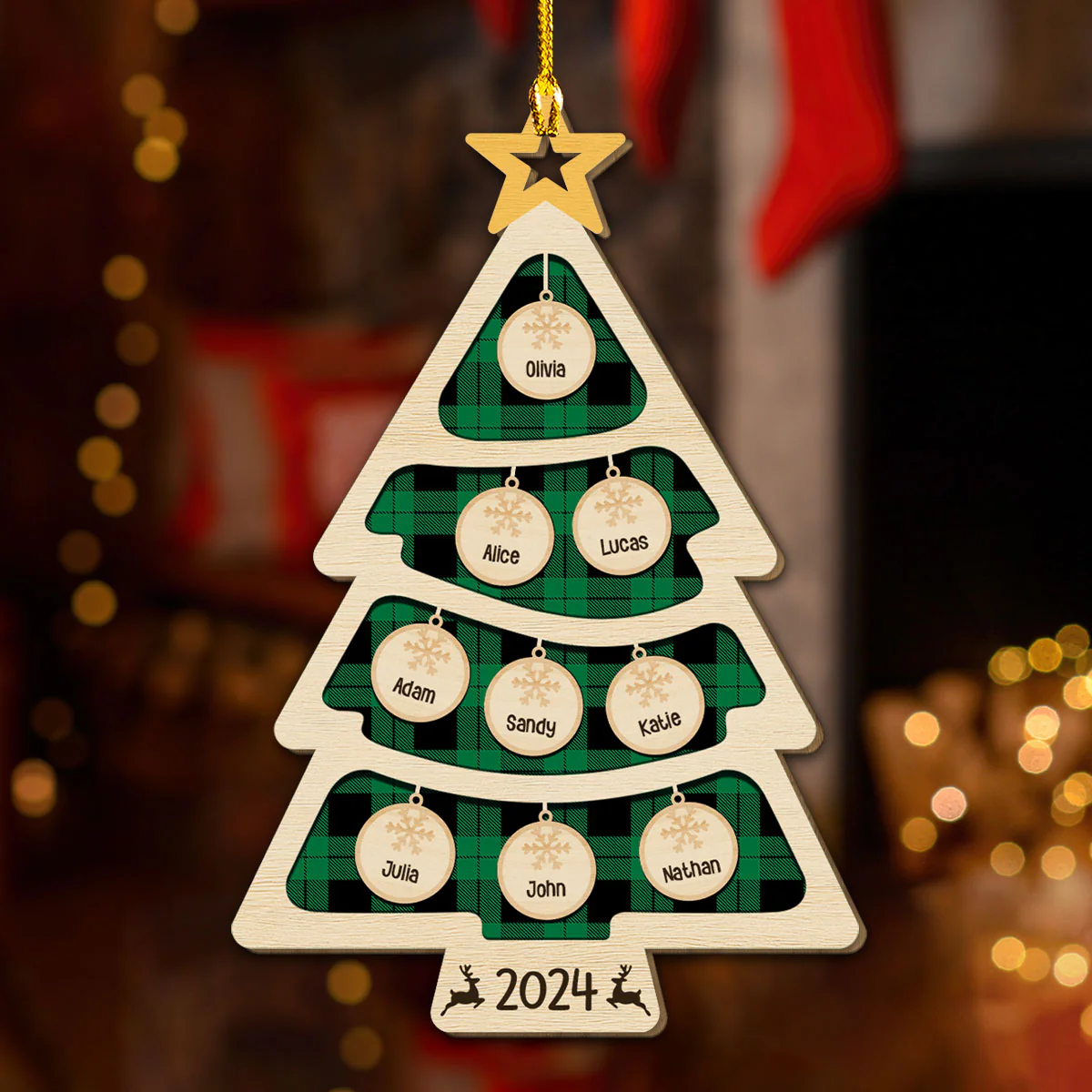 Family Ornament - Personalized Custom Wood Ornament - Image 2