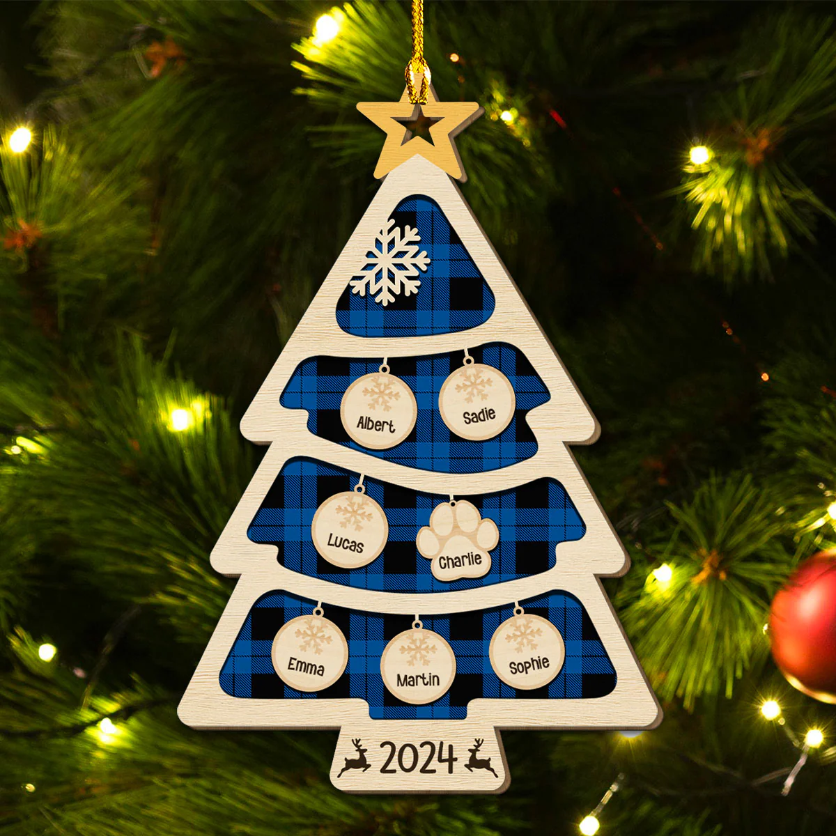 Family Ornament - Personalized Custom Wood Ornament - Image 3