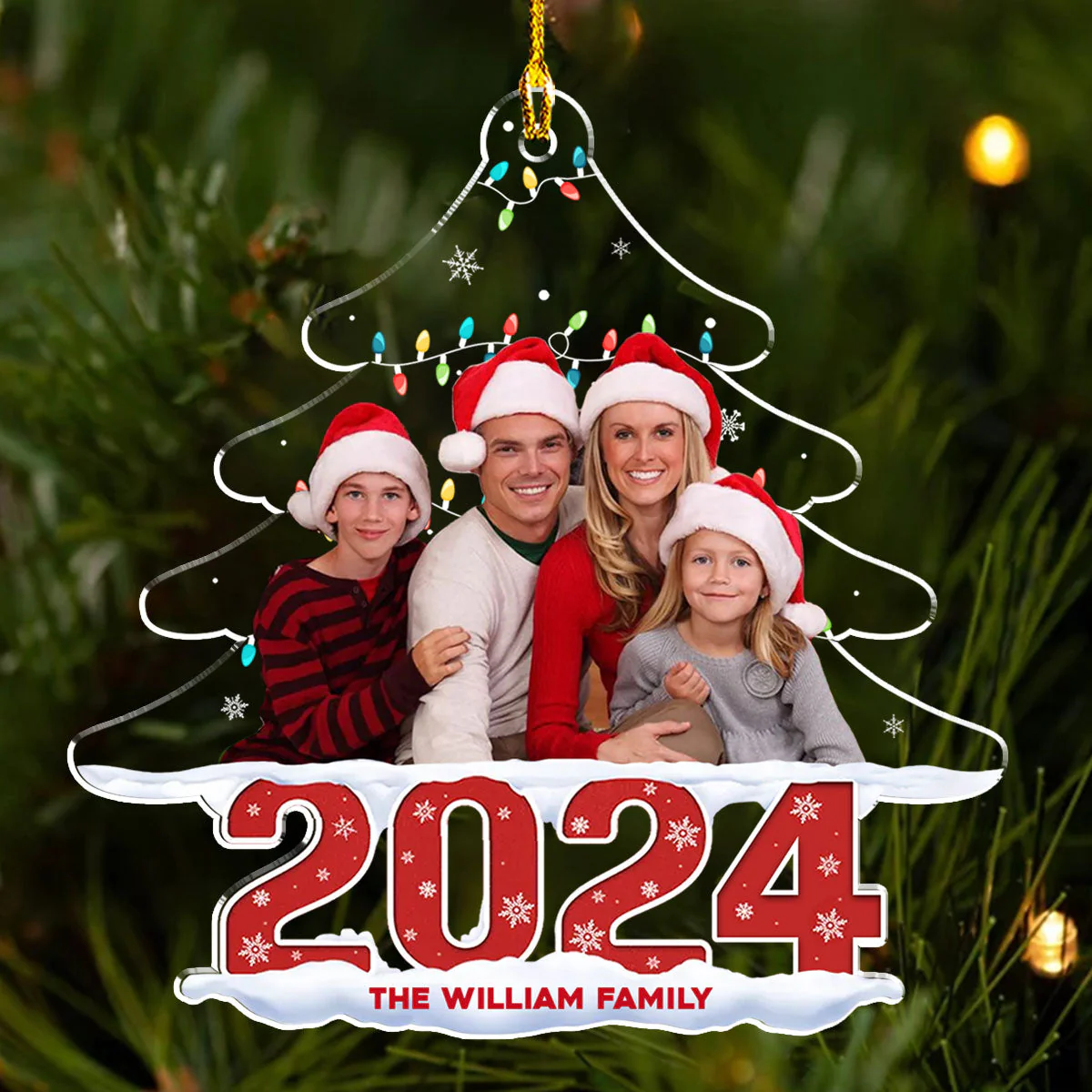 Family Photo Christmas Tree - Personalized Custom Acrylic Ornament - Image 3