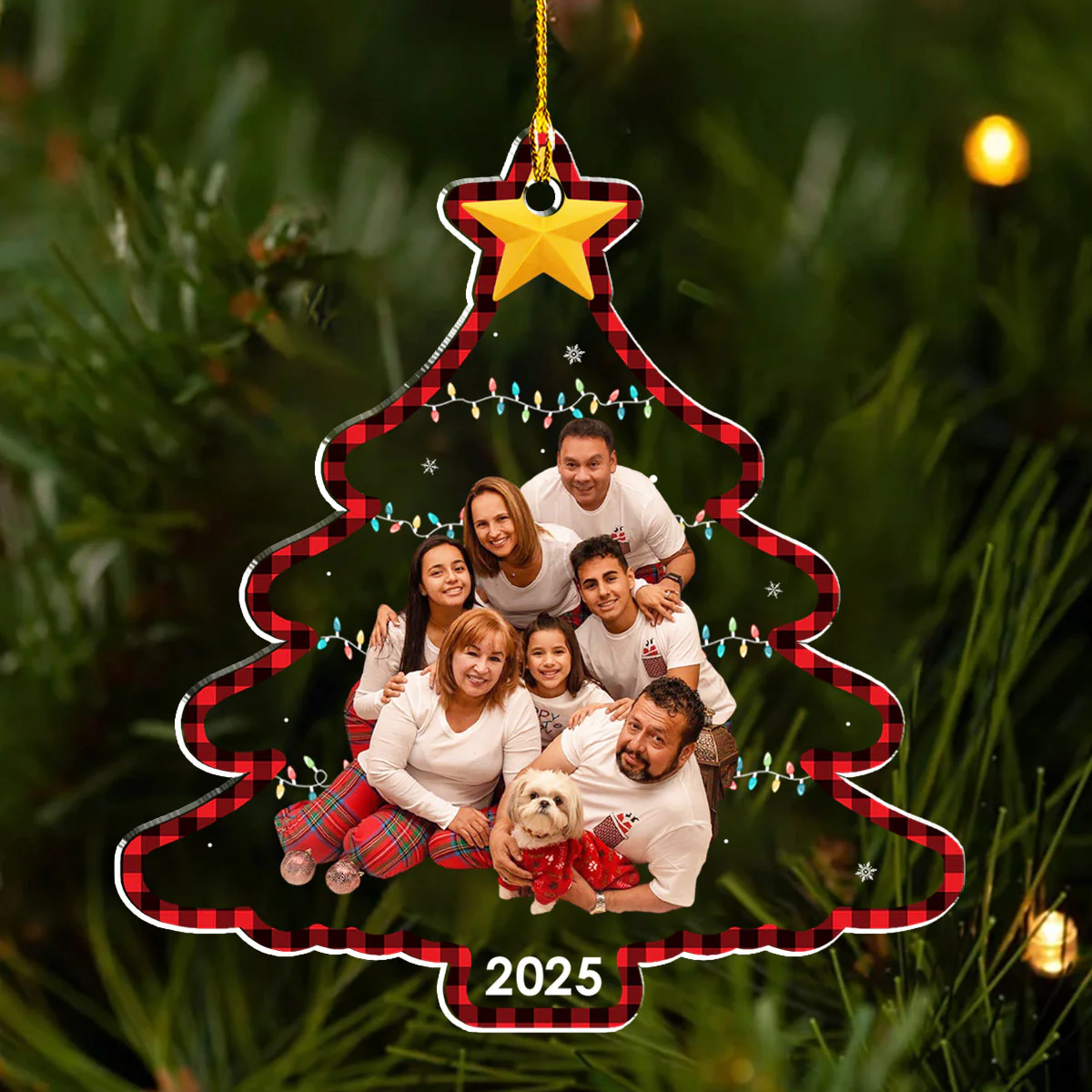 Family Photo Holiday Tree - Personalized Custom Acrylic Ornament - Image 2