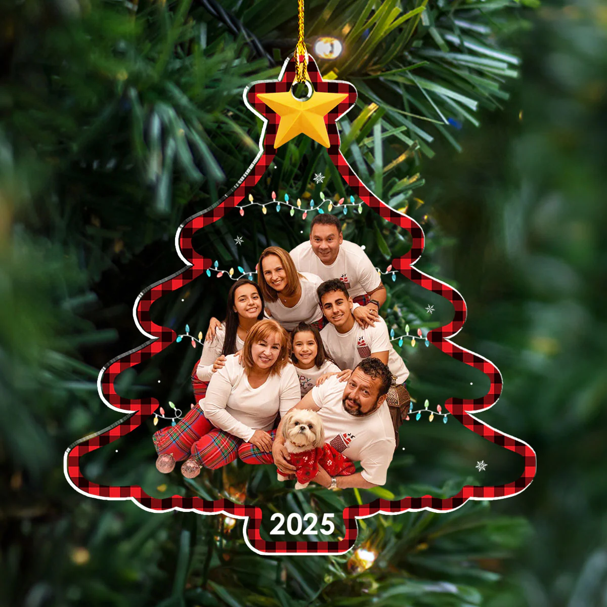 Family Photo Holiday Tree - Personalized Custom Acrylic Ornament - Image 3
