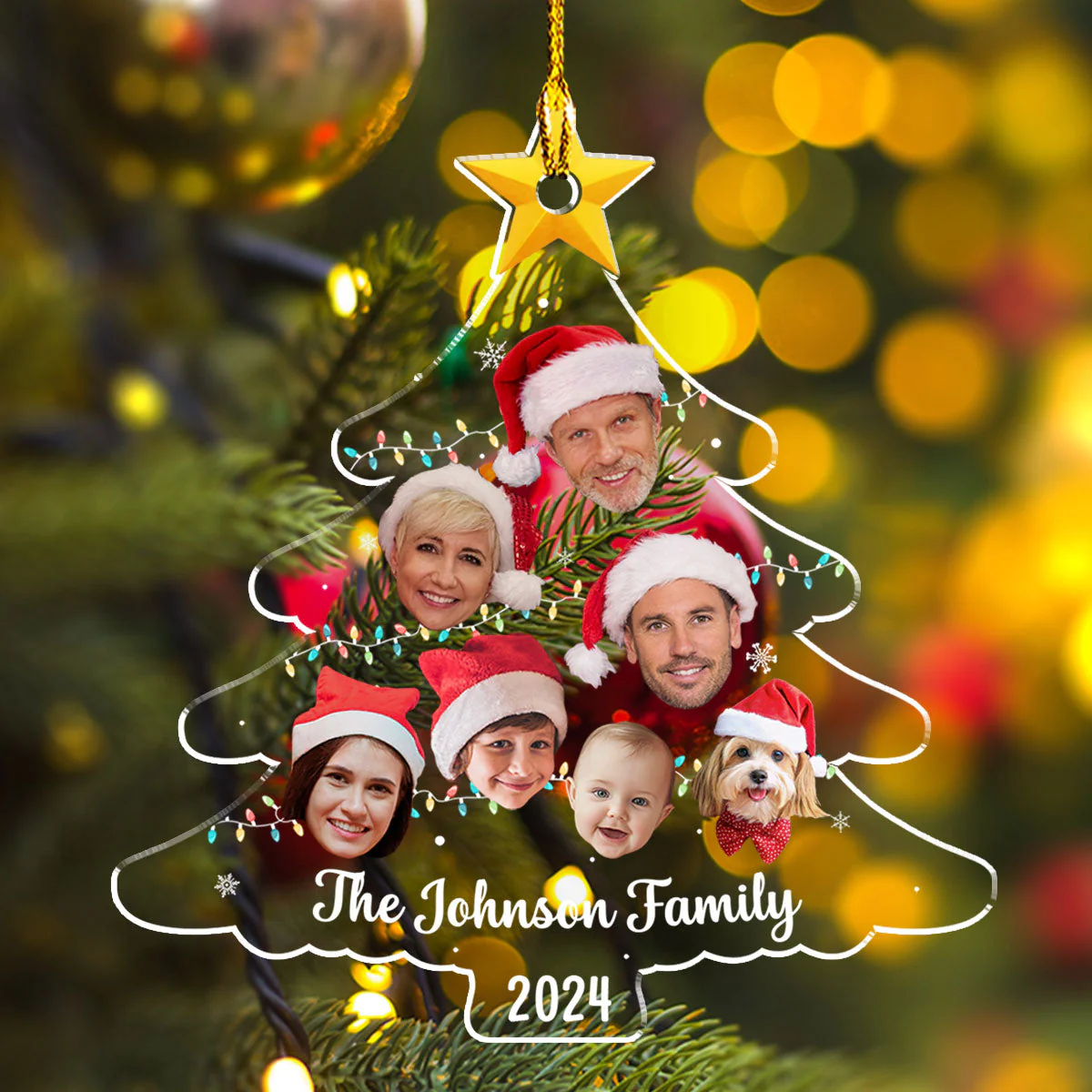 Family Photo - Personalized Custom Acrylic Ornament - Image 4