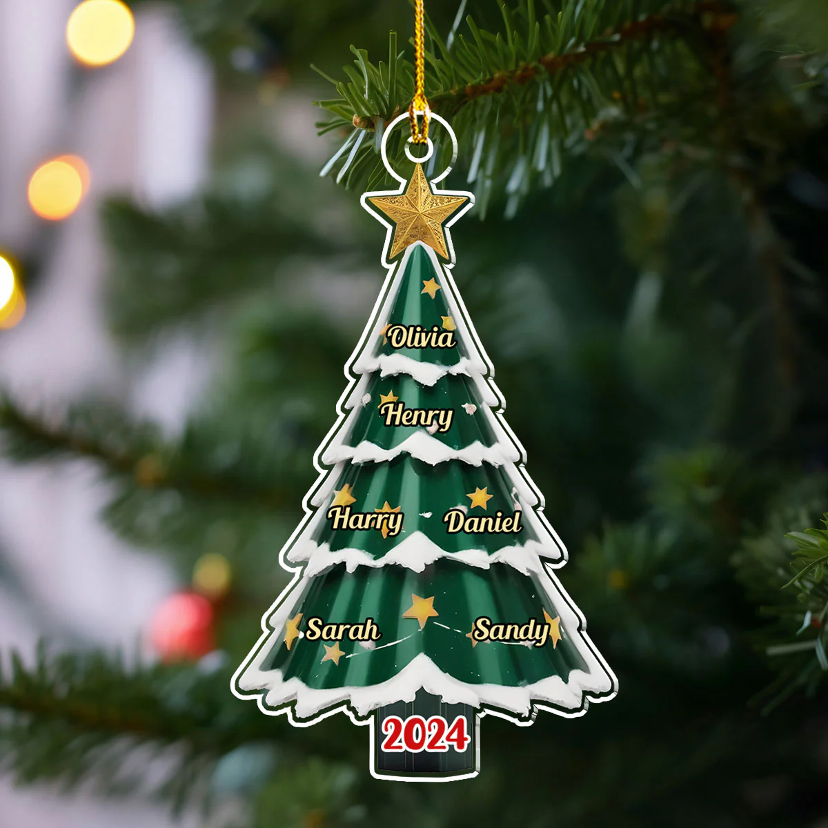 Family Pine Tree - Personalized Custom Acrylic Ornament - Image 2