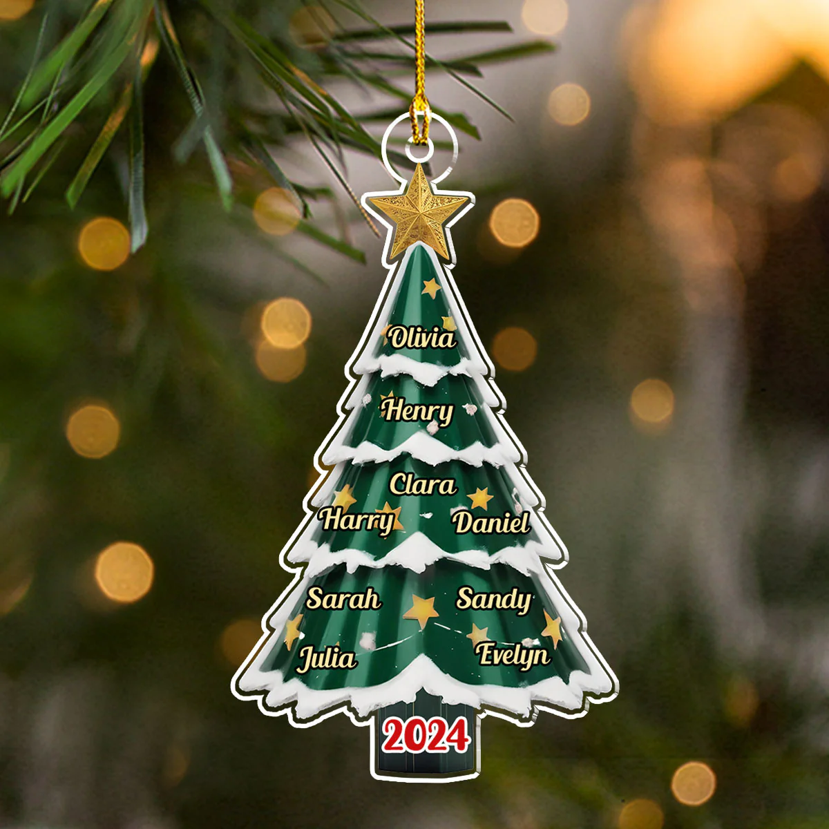 Family Pine Tree - Personalized Custom Acrylic Ornament - Image 5