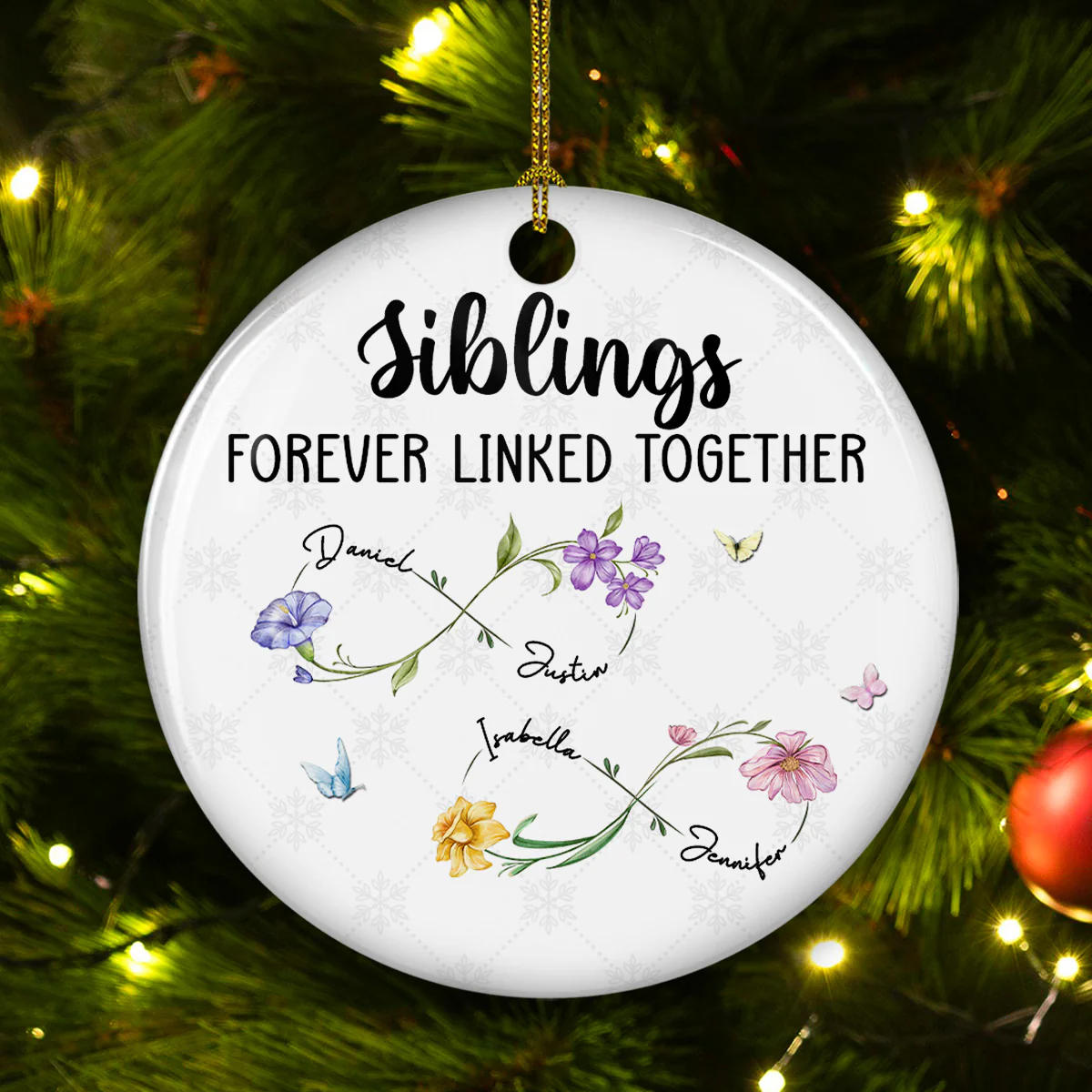 Family Roots Forever Linked Together - Personalized Custom Ceramic Ornament - Image 3