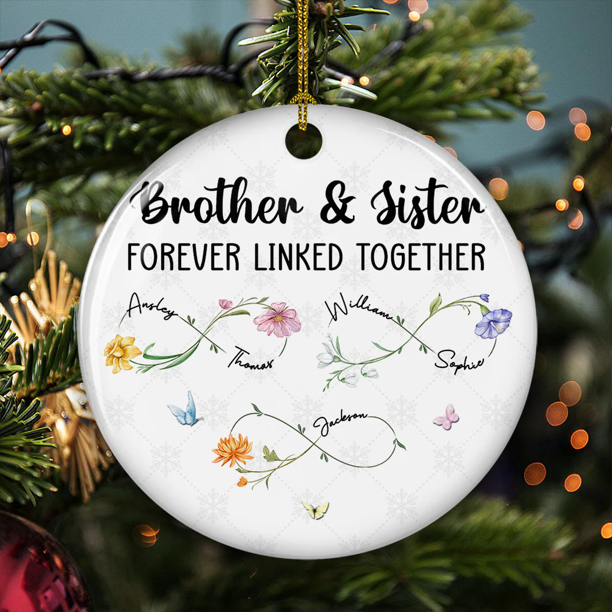 Family Roots Forever Linked Together - Personalized Custom Ceramic Ornament - Image 4