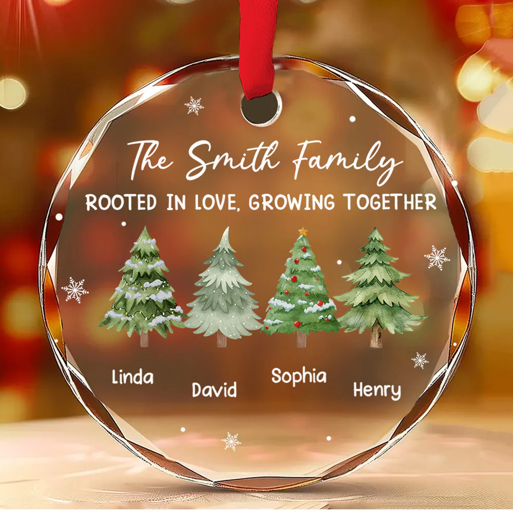 Family Roots Grow Ever Deeper - Personalized Custom Glass Ornament - Image 2