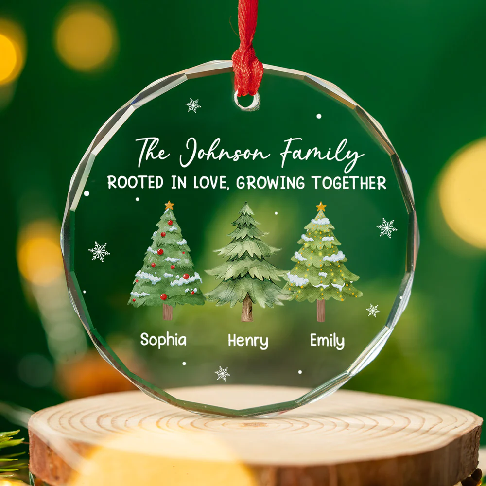 Family Roots Grow Ever Deeper - Personalized Custom Glass Ornament - Image 3