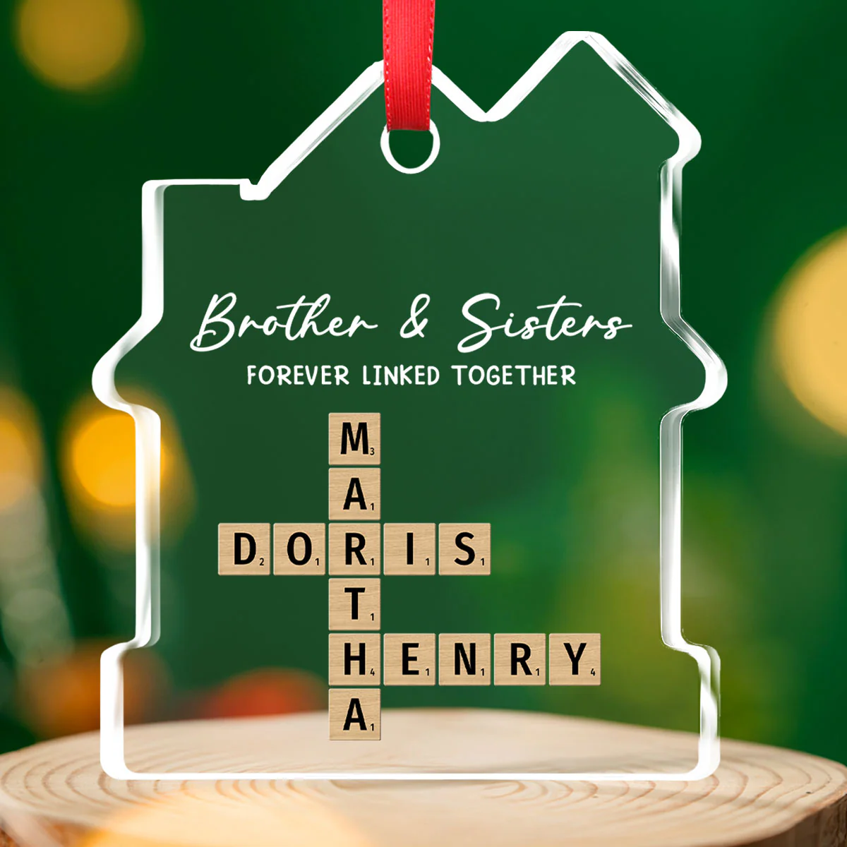 Family Roots Keep Us Together - Personalized Custom House Shaped Glass Ornament - Image 3