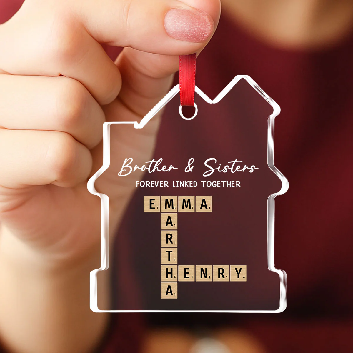 Family Roots Keep Us Together - Personalized Custom House Shaped Glass Ornament - Image 4